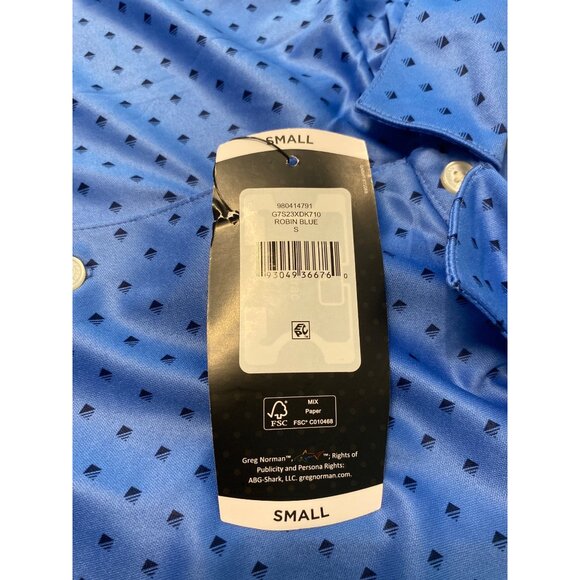Greg Norman Mens Robin Blue Polo Shirt S Small  Moisture-Wicking UPF 30+ Protect - Picture 4 of 4